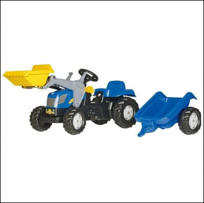 Rolly New Holland TVT 190 Pedal Tractor with Front Loader & Trailer 1