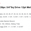 Sealey Socket Set 26pc 3QTR inch Sq Drive 12pt DuoMetric 3