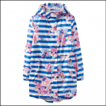 Joules Golightly Packaway Waterproof Jacket Navy Blue Stripe Floral – Size 14