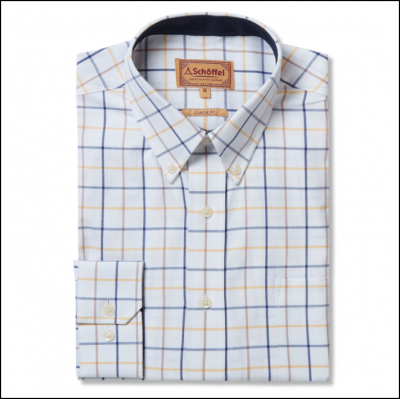 Schoffel Brancaster Navy-Brown-Yellow Wide Check Shirt 1