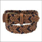 Schoffel Men's Woven Leather Belt Tan-Navy