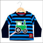 Tractor Ted Long Sleeve Stripey Top Blue-Navy 1