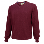Hoggs of Fife Sterling Cotton V Neck Jumper Burgundy 1