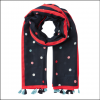 Joules Newheaven Scarf with Tassels Navy-Spot