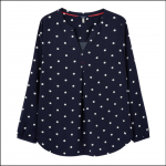 Joules Rosamund V Neck Woven Top Navy Spot