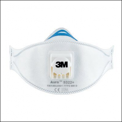 3M 9322+ Aura FFP2 Disposable Valved Sanding & Power Tool Respirator (2pk) 1