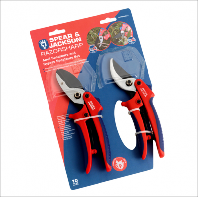 Spear & Jackson Razorsharp Bypass & Anvil Secateurs Twin Set