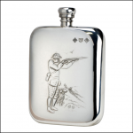 Bisley 6oz Shooter & Dog Pewter Flask 1