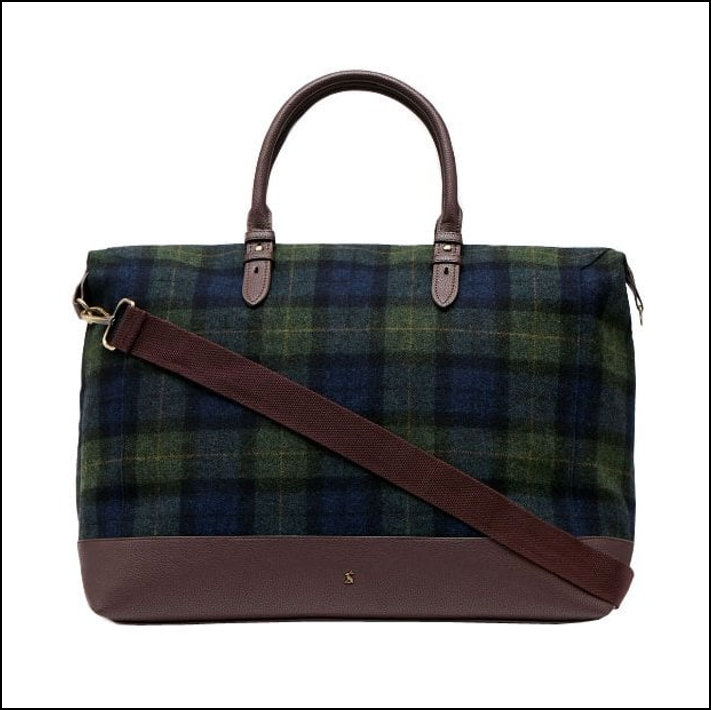 Joules Fulbrook Tweed Holdall Navy-Green Check 1