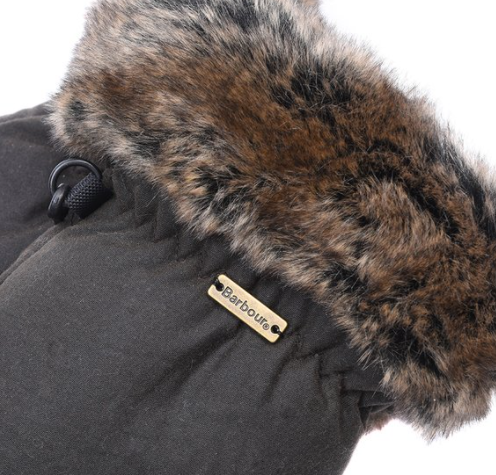 Barbour Wax & Fur Trim Mittens Olive | Ernest Doe Shop