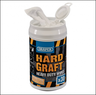 Draper 99774 ‘Hard Graft' Wipes (Mini Can x 30) 1