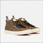 Joules Coast Pump Mid High Top Canvas Trainers Khaki