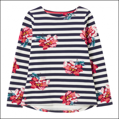 Joules Harbour Print Long Sleeve Jersey Top Cream Floral 1