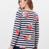 Joules Harbour Print Long Sleeve Jersey Top Cream Floral 2