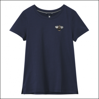 Joules Carley Print Classic Crew T Shirt French Navy Bee 1