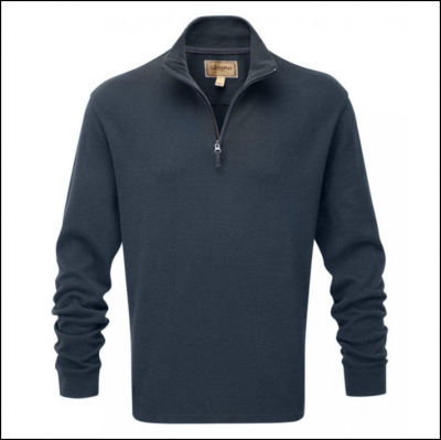 Schoffel Cotton French Rib Qtr Zip Jumper Navy 1