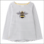Joules Harbour Luxe Long Sleeve Jersey Top Bee Embellishment 1