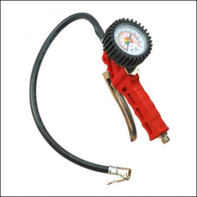 Sealey SA9302 Tyre Inflator Gauge with Clip-On Connector 1