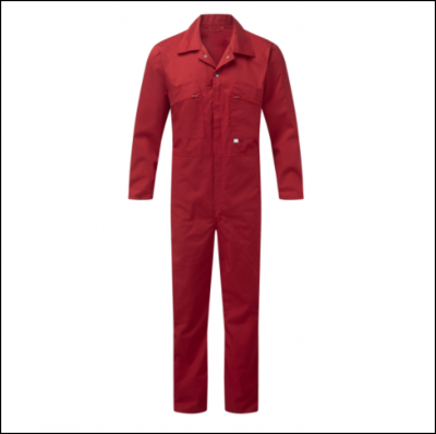 Castle Zip Front Polycotton Coveralls Red 1