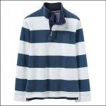 Crew Padstow Pique Wide Stripe Sweatshirt Navy-White