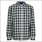 Crew Slim Fit Herringbone Gingham Shirt Green-Antracite