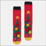 Joules Festive Fluffy Socks Xmas Tree Red 1