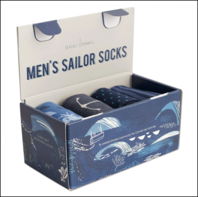 Seasalt Men's Step Into The Blue Box 'O'4 Socks Salt Laden Mix 1