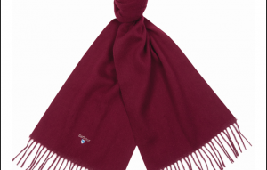 Barbour Plain Lambswool Scarf Winter Red 1