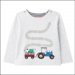 Joules Angus Organic Cotton Artwork Top Grey Tractor