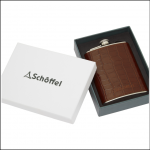 Schoffel Stainless Steel Boxed Leather Hip Flask 1