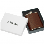 Schoffel Stainless Steel Boxed Leather Hip Flask