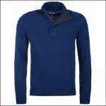 Barbour Patch Half Zip Lambs Wool Jumper Deep Blue