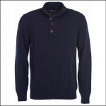 Barbour Patch Half Zip Lambs Wool Jumper Navy 1