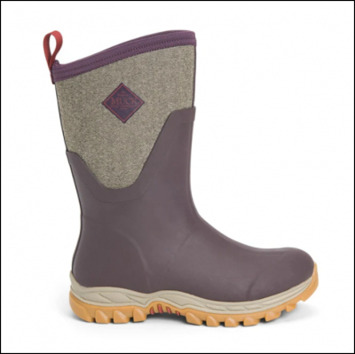 Muck Boot Ladies Arctic Sport II Short Boots Wine-Herringbone Print 1