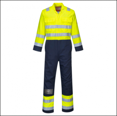 Portwest BIZ7 Hi-Vis Anti-Static Bizflame Pro Coverall Yellow-Navy 1