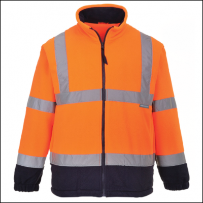 Portwest F301 H-Vis Two Tone Fleece Jacket Orange-Navy 1