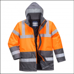 Portwest S467 Hi-Vis Two Tone Traffic Jacket Orange-Grey 1