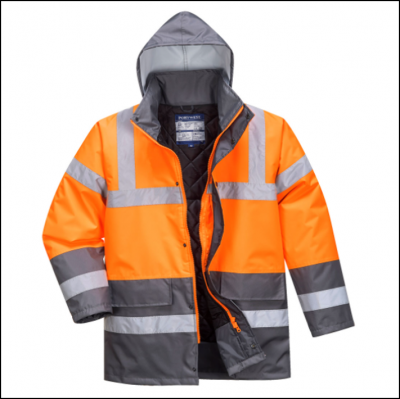 Portwest S467 Hi-Vis Two Tone Traffic Jacket Orange-Grey 1