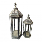 Ascalon Grey Wash Vintage Lanterns (Set of Two)