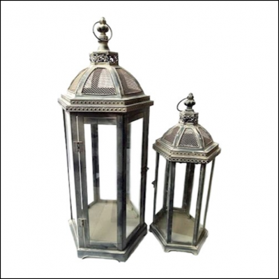 Ascalon Grey Wash Vintage Lanterns (Set of Two) 1