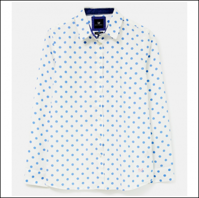 Crew Clothing Classic Spot Shirt White-Blue Spot 1