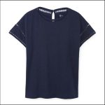 Crew Clothing Eva Broderie T-shirt Navy