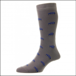 HJ Hall Men's 'Off-Road Vehicle' Cotton Rich Socks Steel 1