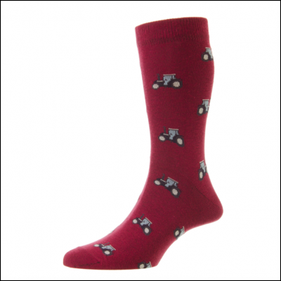 HJ Hall Men's 'Tractor' Cotton Rich Socks Claret 1