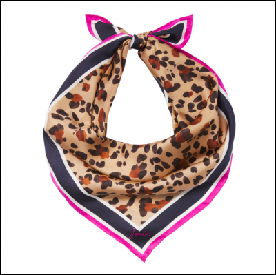 Joules Bloomfield Square Silk Scarf Tan Leopard 1