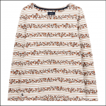 Joules Harbour Print Long Sleeve Jersey Top Cream Leopard Stripe 1