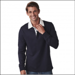 Crew Clothing Long Sleeve Rugby Shirt Dark Navy-White