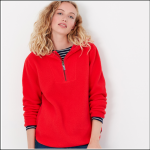 Joules Jeanie Hooded Fleece Sweatshirt Red 1