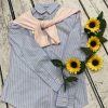Schoffel Ladies Soft Oxford Shirt Blue Pink Stripe 5