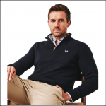 Crew Classic Men's Half Zip Knit Jumper Navy Blue 1